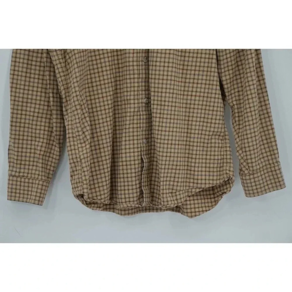 Eddie Bauer Men Button Up Shirt Medium M Plaid Blue Brown Long Sleeve Cotton - Picture 5 of 10